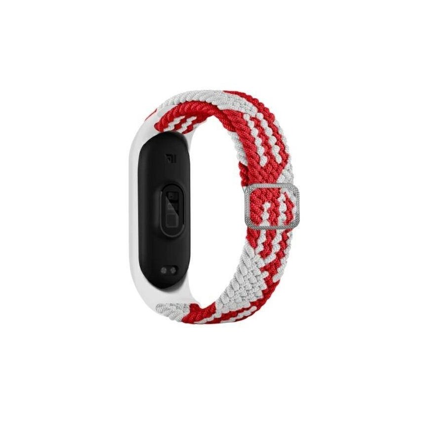 Beline pasek Mi Band 7|6|5 Textile red|white czerwony|biały – 2