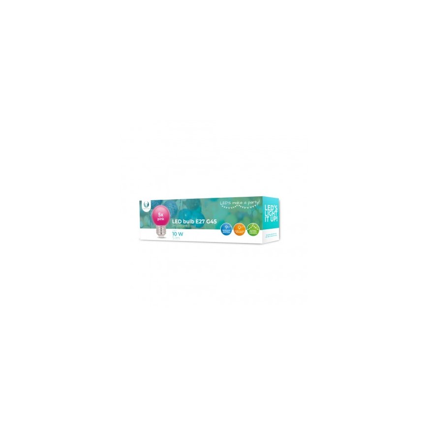 LED Bulb E27 G45 2W 230V pink 5pcs Forever Light