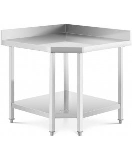 Royal Catering Corner table top with stainless steel edge and shelf 90x90x70cm