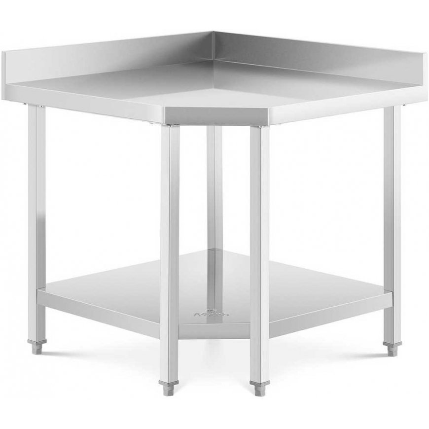 Royal Catering Corner table top with stainless steel edge and shelf 90x90x70cm