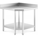 Royal Catering Kampinis stalviršis su nerūdijančio plieno briauna ir lentyna 90x90x70cm Royal Catering Kampinis stalviršis su nerūdijančio plieno briauna ir lentyna 90x90x70cm