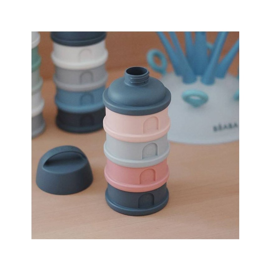 BEABA Pojemniki na mleko w proszku 4 komory mineral grey/pink (opakowanie zbiorcze 6 szt.)