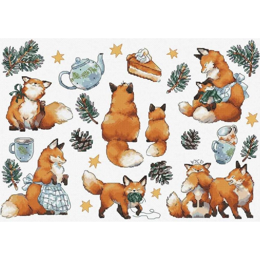 luca S Siuvinėjimo kryželiu rinkinys "Foxy New Year" 39x27cm SLETIL8802 – 2