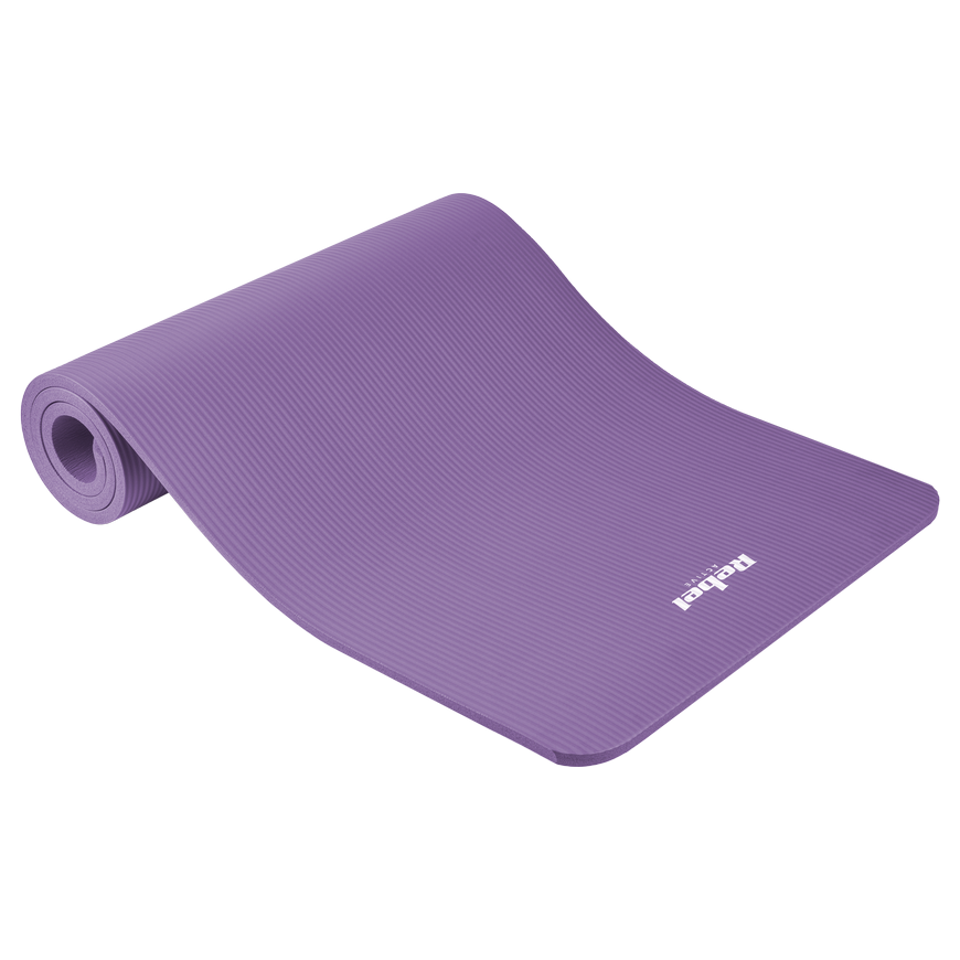 Gymnastics mat for yoga, pilates, fitness, 183x61 cm, thickness 1.5 cm, NBR material, purple, REBEL ACTIVE