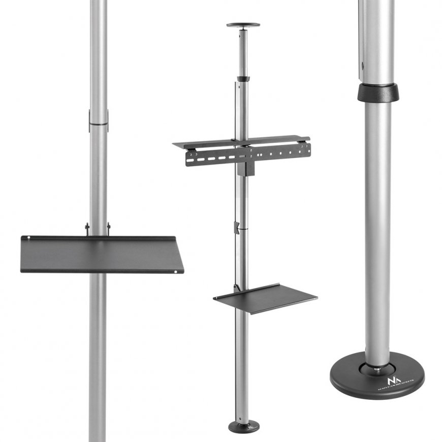 Teleskopiskais televizora turētājs, griesti un grīda ar plauktu Maclean MC-791N 37 "-70", maks. 30 kg