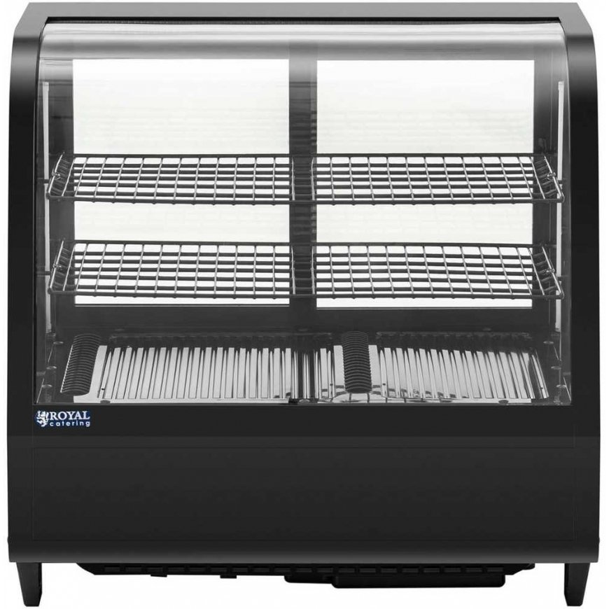 Šaldytuvas Royal Catering Šaldytuvo vitrina, stiklinė, 3 lygių, 100 l - juoda – 2