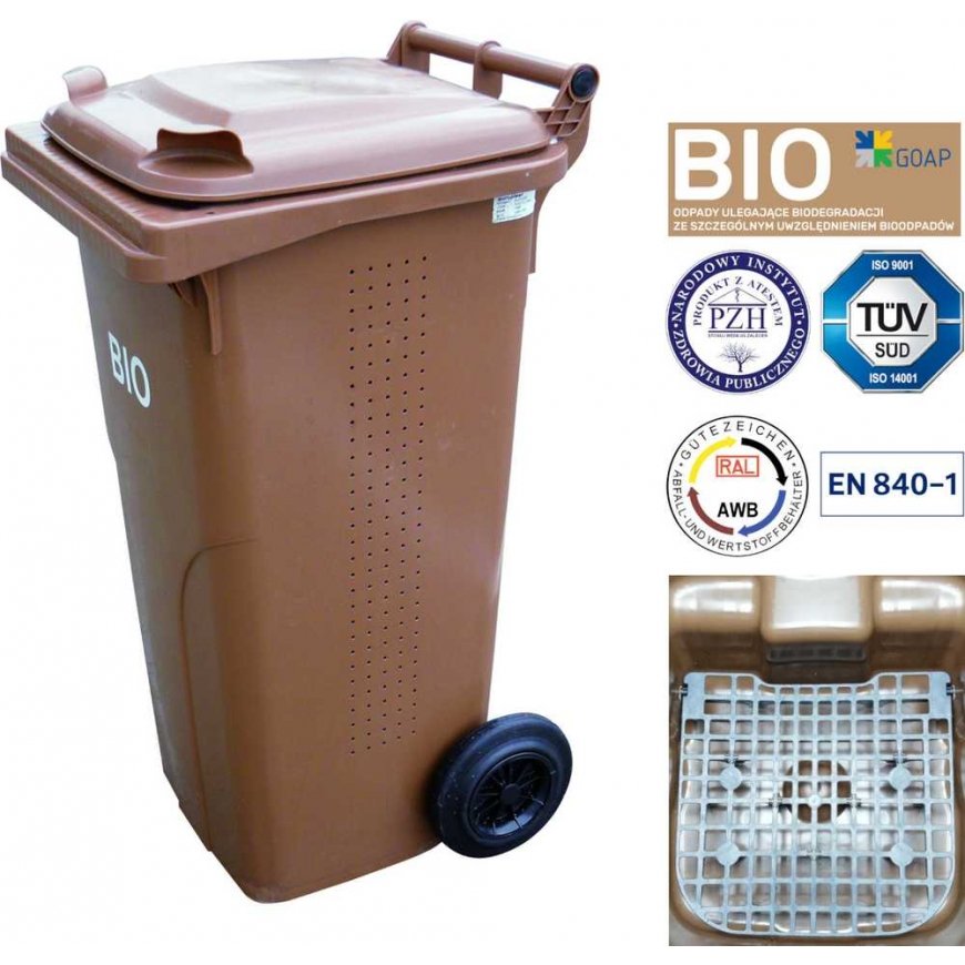 Europlast Austria BIO trash container with double bottom, brown, 240L BIO + GRID – 2