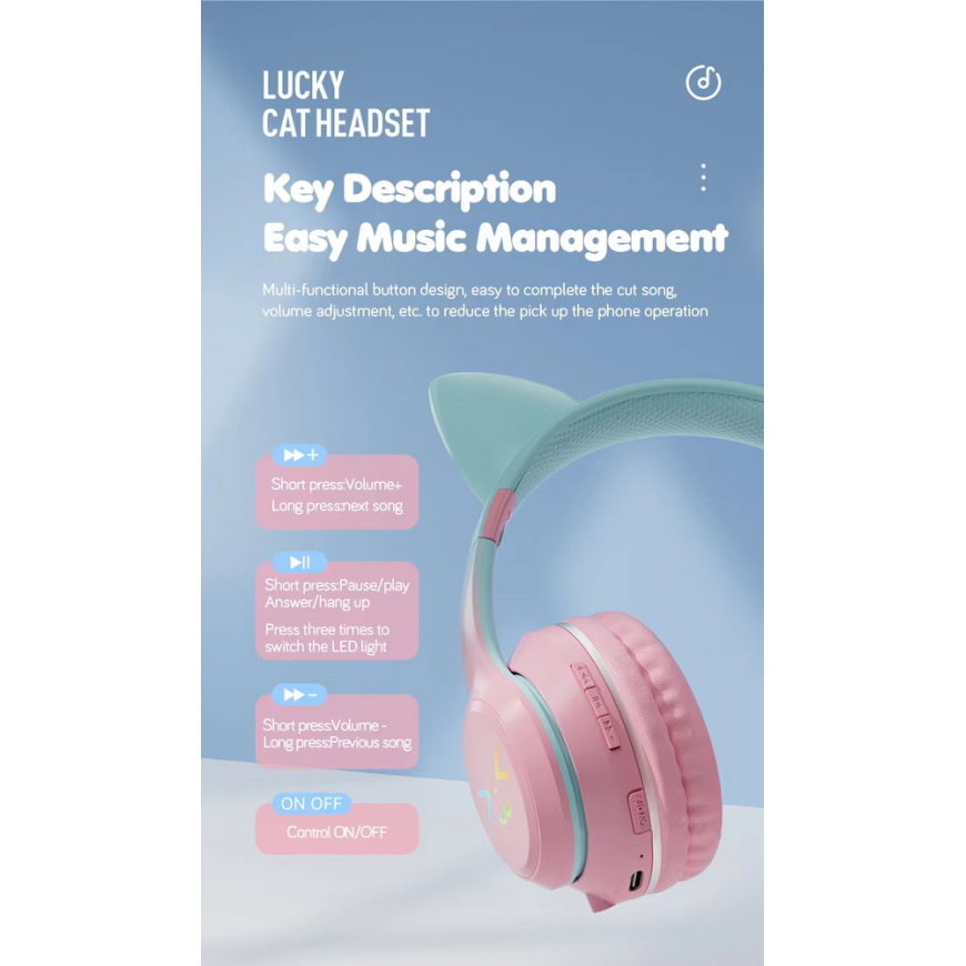 Goodbuy "Strange Eyes" belaidės ausinės vaikams | bluetooth 5.1 juodas – 2