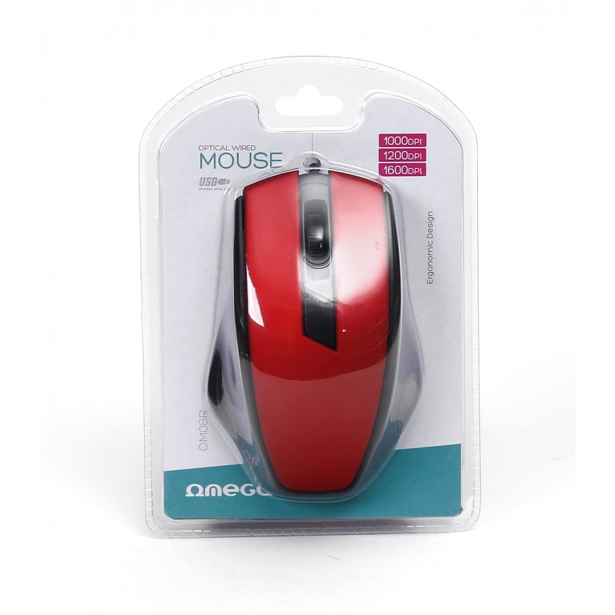 Omega OM08R computer mouse | 1000 DPI | USB | red