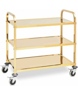 Royal Catering Maitinimo padavėjo serviravimo vežimėlis 3 lentynos 89,5 x 49,5 cm iki 240 kg - auksinis