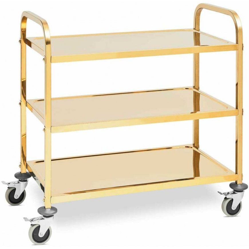 Royal Catering Catering trolley 3 shelves 89.5 x 49.5 cm up to 240 kg - gold