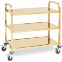 Royal Catering Maitinimo padavėjo serviravimo vežimėlis 3 lentynos 89,5 x 49,5 cm iki 240 kg - auksinis Royal Catering Maitinimo padavėjo serviravimo vežimėlis 3 lentynos 89,5 x 49,5 cm iki 240 kg - auksinis