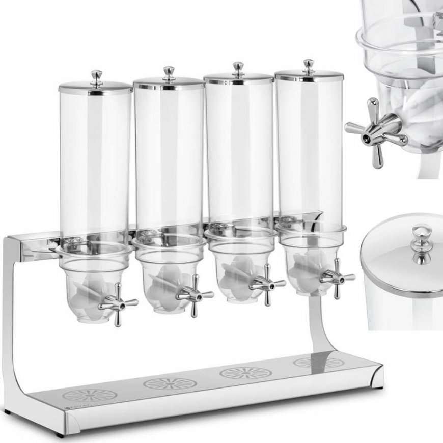 Royal Catering Dispenser for bulk products, muesli flakes, dried fruits and nuts, coffee, 4 x 3.5 l