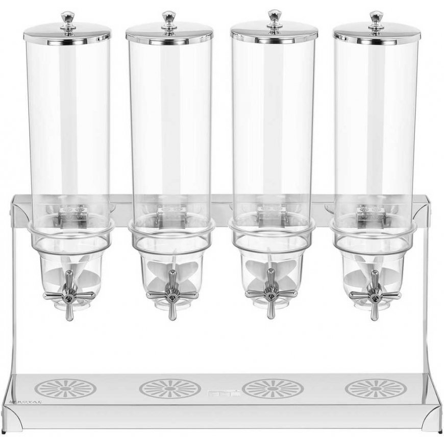 Royal Catering Dispenser for bulk products, muesli flakes, dried fruits and nuts, coffee, 4 x 3.5 l – 5