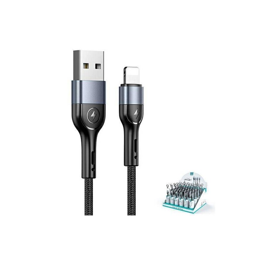 USAMS Kabel pleciony U55 2A lightning 1szt for set U55 czarny|bl – 2