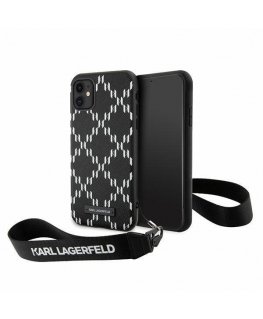 Karl Lagerfeld KLHCN61SAKLMBSK iPhone 11 / Xr 6,1" juodas/juodas kietas dėklas Monograma Losange Saffiano
