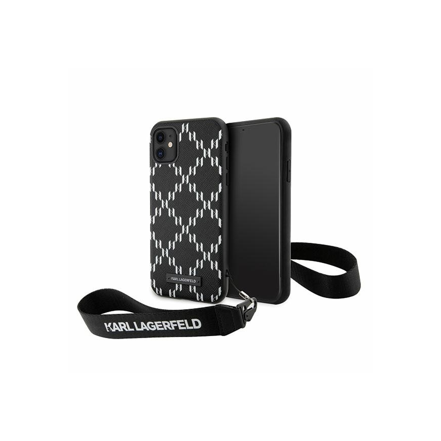 Karl Lagerfeld KLHCN61SAKLMBSK iPhone 11 / Xr 6,1" juodas/juodas kietas dėklas Monograma Losange Saffiano – 2