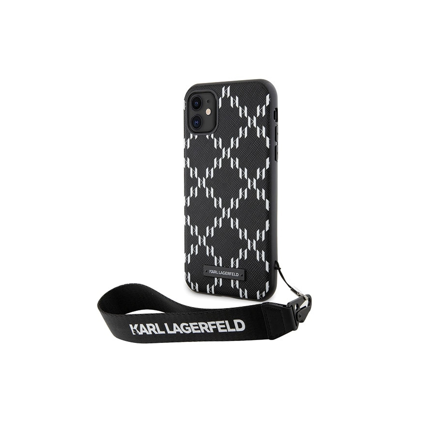 Karl Lagerfeld KLHCN61SAKLMBSK iPhone 11 / Xr 6.1" Black/Black Hard Case Monogram Losange Saffiano – 3