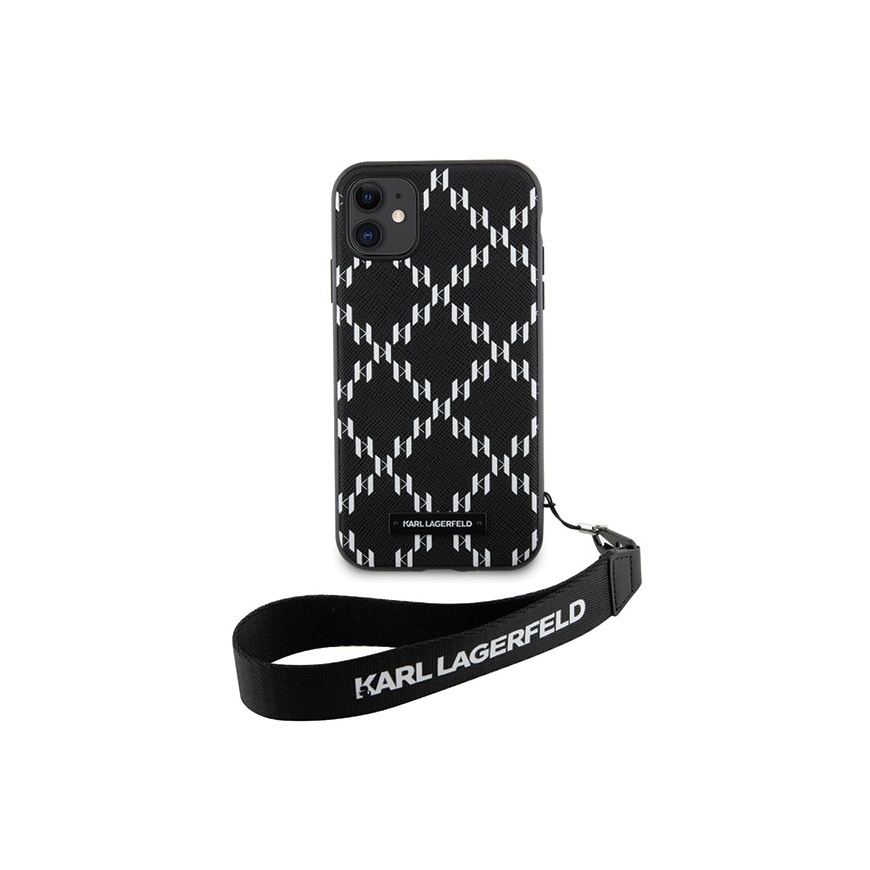 Karl Lagerfeld KLHCN61SAKLMBSK iPhone 11 / Xr 6.1" Black/Black Hard Case Monogram Losange Saffiano – 4