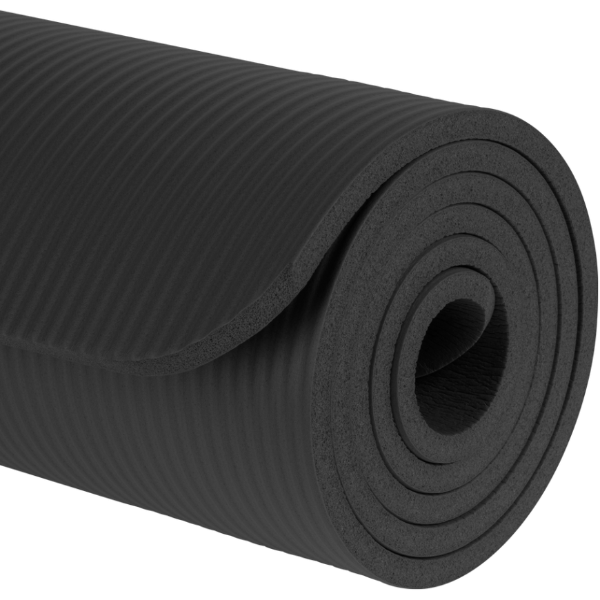 Gimnastikos kilimėlis jogai, pilatesui, fitnesui, 183x61cm, storis 1cm, NBR medžiaga, juoda, REBEL ACTIVE – 2