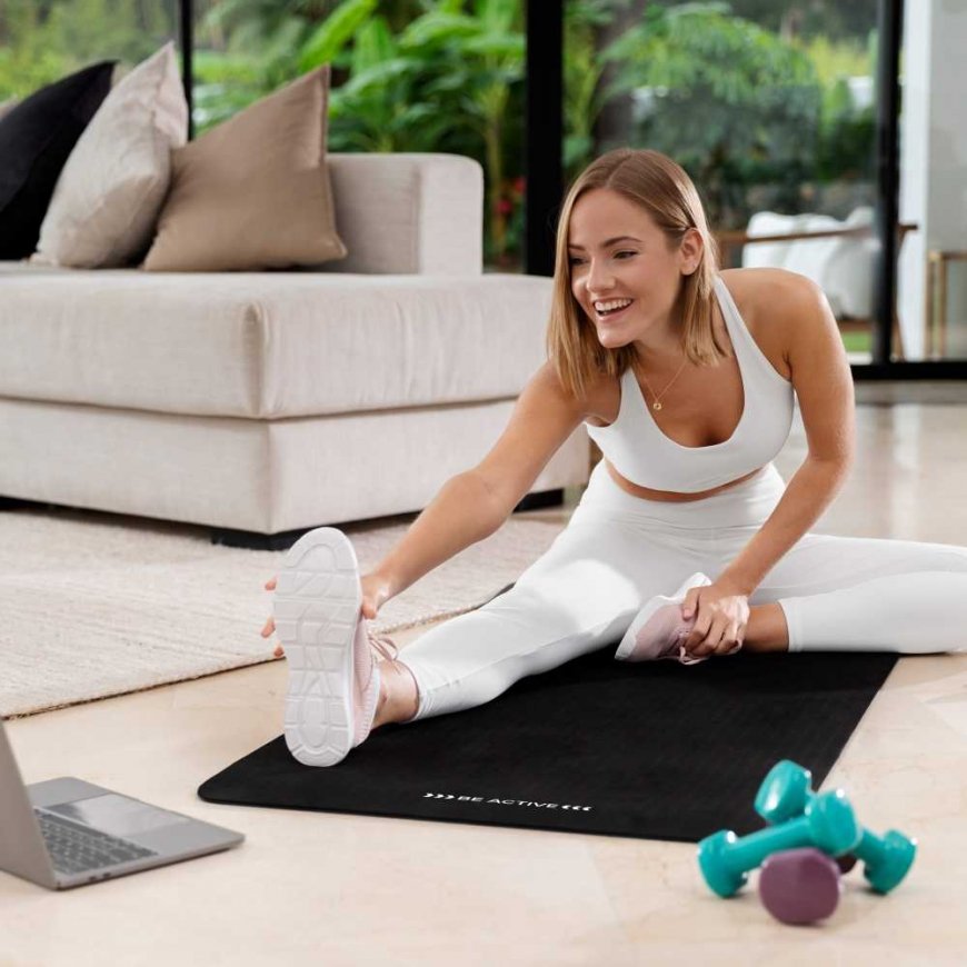 Gymnastics mat for yoga, pilates, fitness, 183x61cm, thickness 1cm, NBR material, black, REBEL ACTIVE – 3