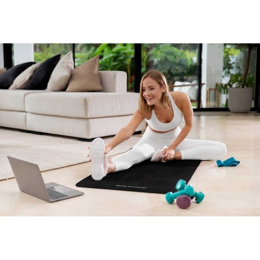Gymnastics mat for yoga, pilates, fitness, 183x61cm, thickness 1cm, NBR material, black, REBEL ACTIVE – 4