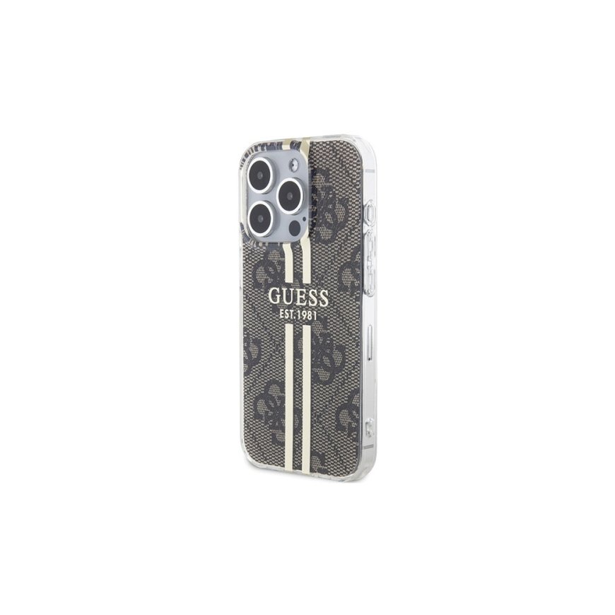 Guess IML 4G Gold Stripe Case for iPhone 15 Pro Brown – 2