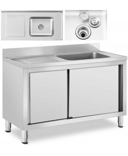 Royal Catering Vieno dubenėlio kriauklė su stumdomų durų spintele, dešinė, 120 x 60 x 95 cm