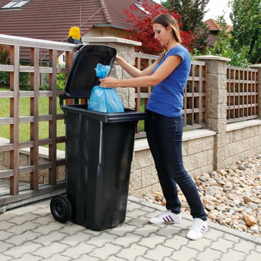 Konteinerių kibiras atliekoms ir šiukšlėms SERTIFIKATAI Europlast Austria - mėlynas 120L – 5