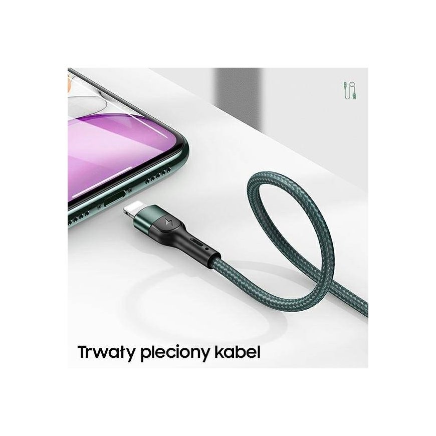 USAMS Kabel pleciony U55 2A lightning 1szt. for set U55 zielony| – 2