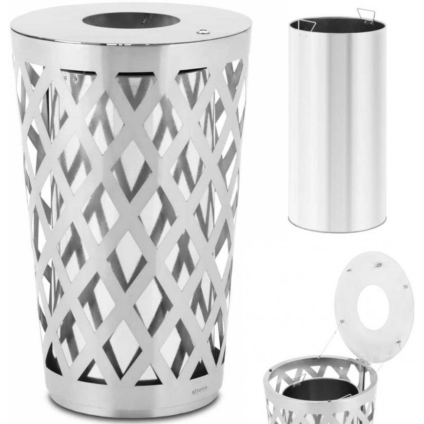 Ulsonix Urban waste bin, external, round, diameter. 50 x 80 cm STEEL grey