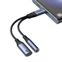 Joyroom SY-C02 2in1 DAC Adapter USB-C to USB-C / 3.5mm Mini Jack - Black Joyroom SY-C02 2in1 DAC Adapter USB-C to USB-C / 3.5mm Mini Jack - Black