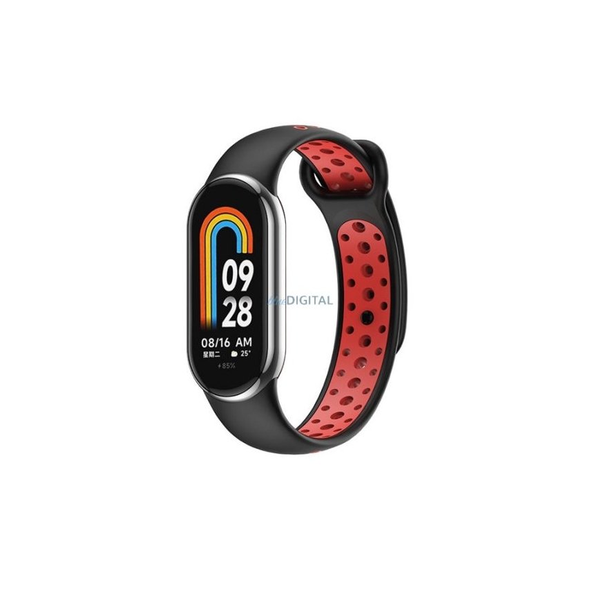Beline pasek Mi Band 8 design czarno-czerwony |black-red