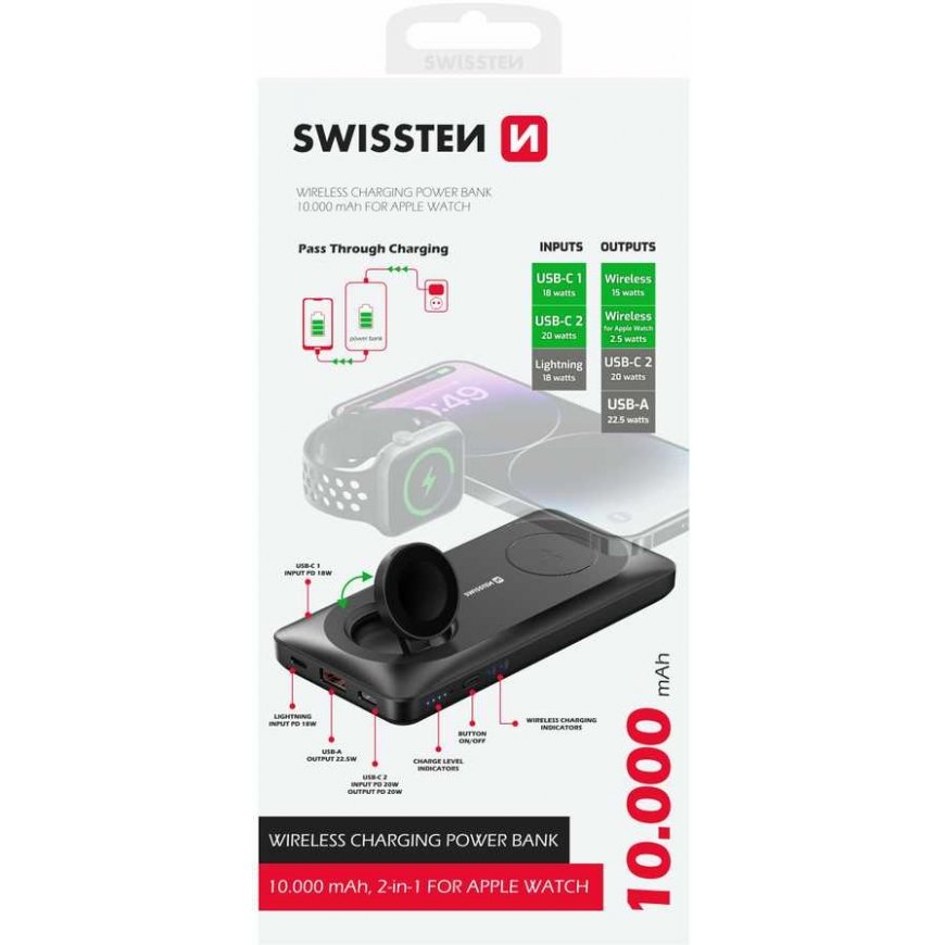 Swissten 10000 mAh 2w1 with Apple