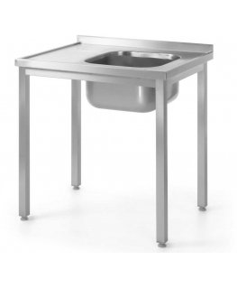 Steel kitchen worktop with sink 100x60cm RIGHT - Hendi 811573