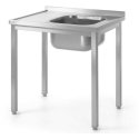 Steel kitchen worktop with sink 100x60cm RIGHT - Hendi 811573