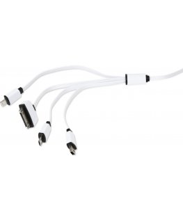 Cable USB Omega 4w1 microUSB, miniUSB, iPhone4, Apple 30pin, black-white (OUCK4WB)