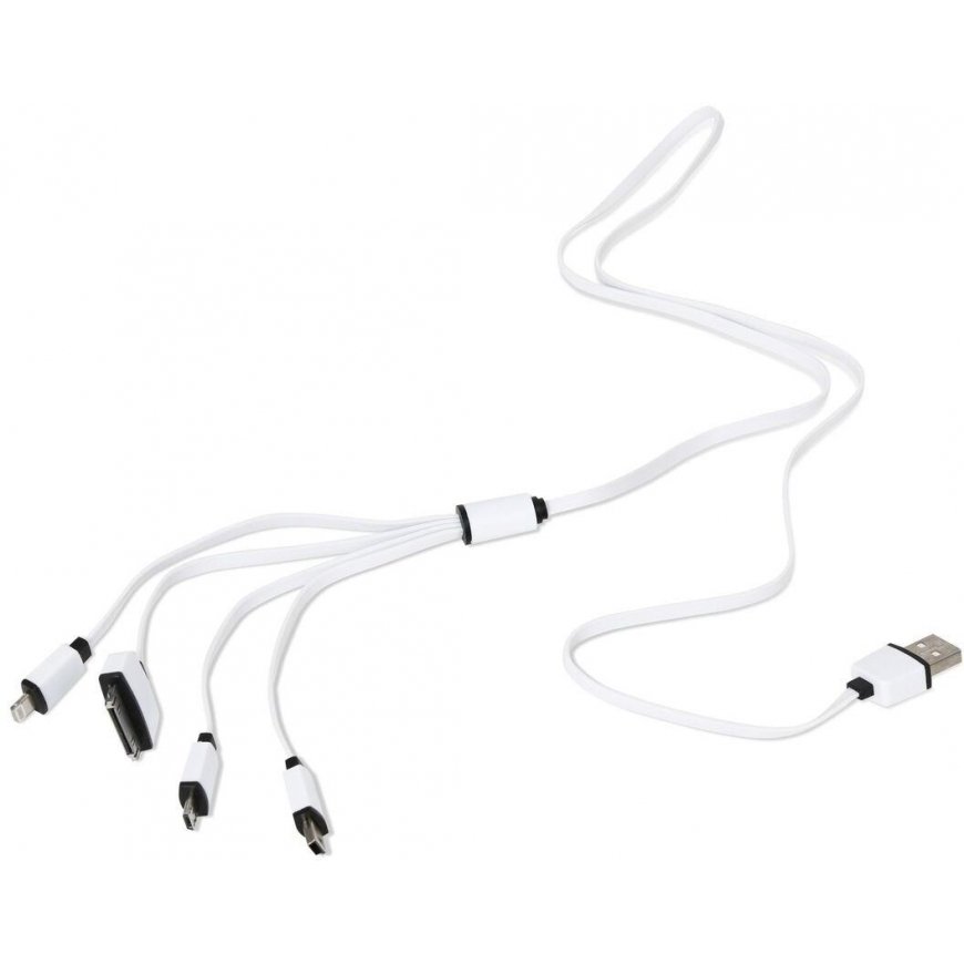 Cable USB Omega 4w1 microUSB, miniUSB, iPhone4, Apple 30pin, black-white (OUCK4WB) – 2
