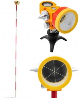 Steinberg Systems Mini Prism Geodesic Rangefinder Mirror with Pole and Base Silver Plated dia. 3.6 cm 1.26 m