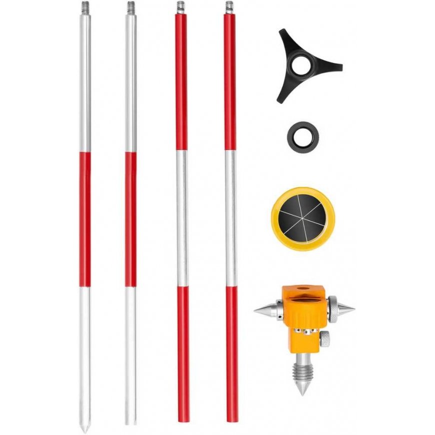Steinberg Systems Mini prizminis geodezinis tolimačio veidrodis su stulpu ir pagrindo sidabrine danga sk. 3,6 cm 1,26 m – 5