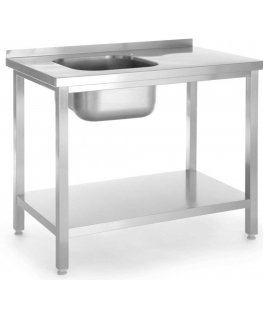 Vieno dubenio kriauklė su lentyna, kairioji Budget Line STEEL 1000 x 600 x 850 cm - Hendi 817025
