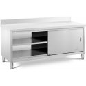 Royal Catering Stainless steel built-in cabinet with edge, wall-mounted, sliding door, 200x60cm Royal Catering Stainless steel built-in cabinet with edge, wall-mounted, sliding door, 200x60cm