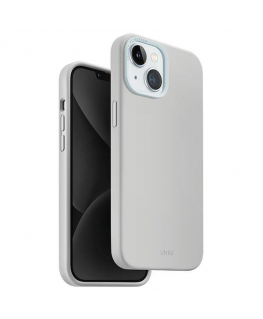 Uniq Lino Hue iPhone 15 case 6.1" Magclick Charging light grey/chalk gray