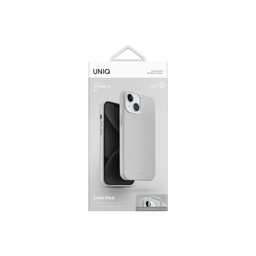 Uniq Lino Hue iPhone 15 case 6.1" Magclick Charging light grey/chalk gray – 5