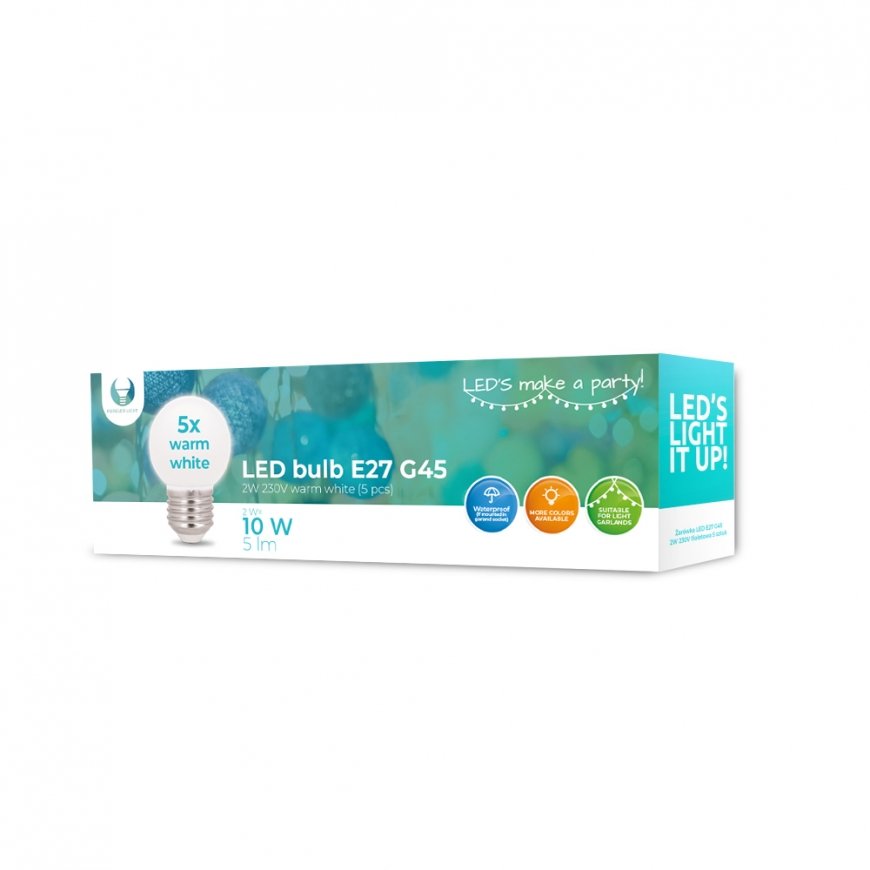 LED bulb E27 G45 2W 230V warm white 5pcs Forever Light – 2