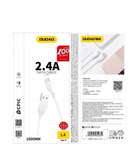 Dudao USB | Lightning data charging cable 2.4A 1m white (L4L 1m