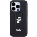 Karl Lagerfeld Saffiano Grip Stand Metal Logo Case for iPhone 15