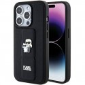Karl Lagerfeld Saffiano Grip Stand Metal Logo Case for iPhone 15