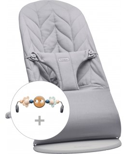 BabyBjörn Bliss Woven Bundle sitter + toy, Light Grey/Googly Eyes (pastel)