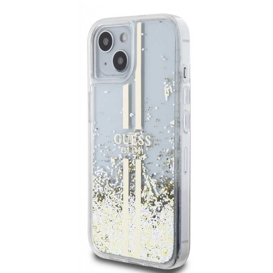 Guess PC|TPU Liquid Glitter Gold Stripe Case for iPhone 15 Plus – 2